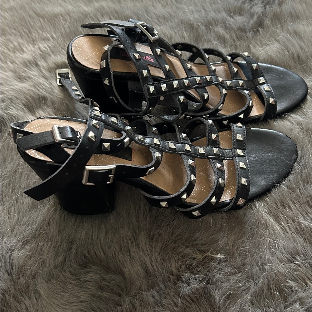 Betsey Johnson Black Strappy Studded Sandals - Picture 3 of 5